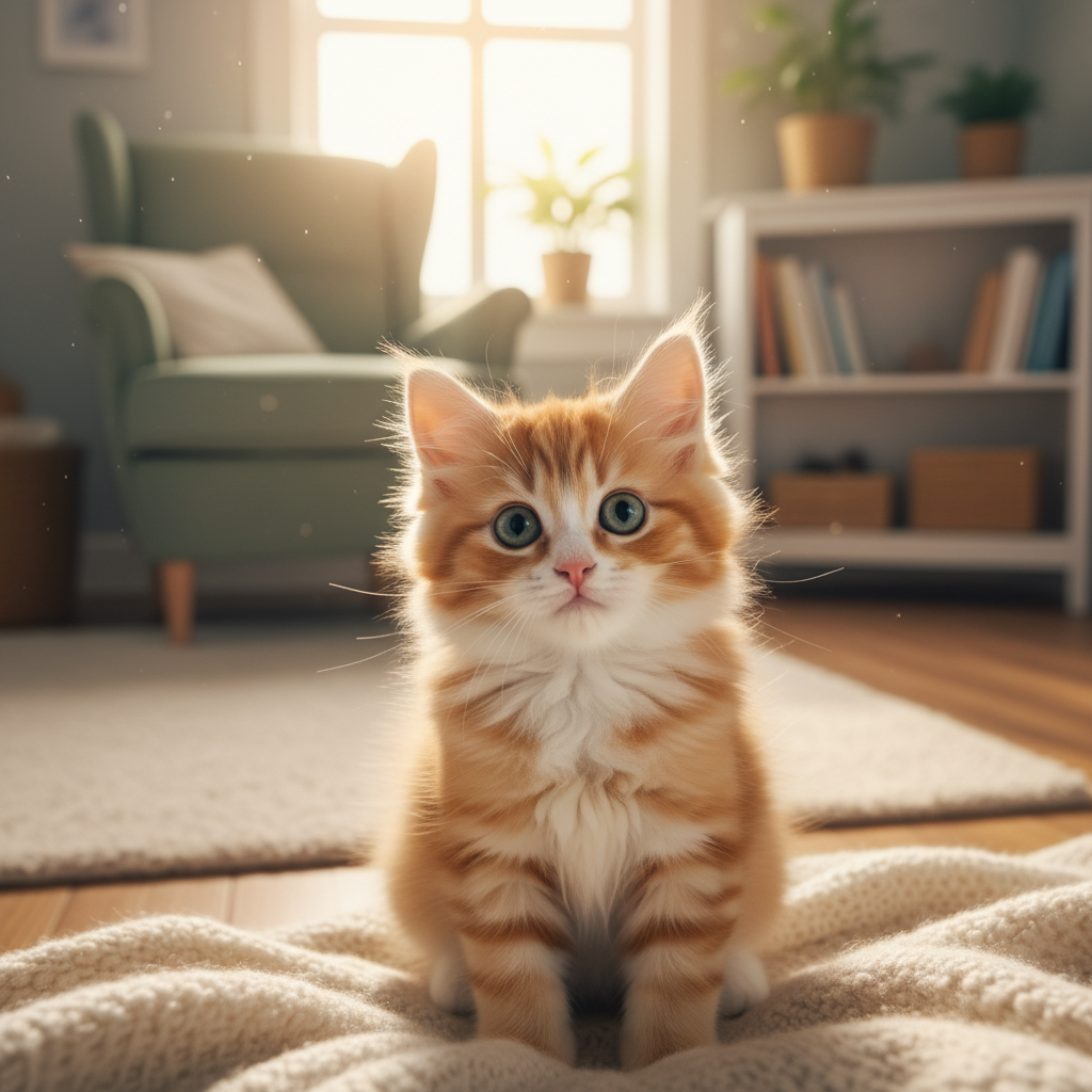 Tevreden kat op de bank thuis